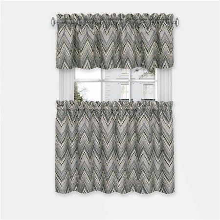 Achim AVTV36CC12 58 X 36 In. Avery Window Curtain Tier & Valance Set; Charcoal - Pack Of 2